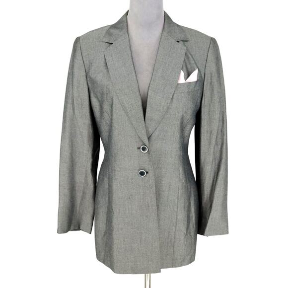Kasper ASL Jacket Womens 10 Gray Shimmer Fitted Blazer Lined Office Career - Picture 1 of 14